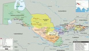 Kort (geografi)-Usbekistan-political-map-of-Uzbekistan.gif