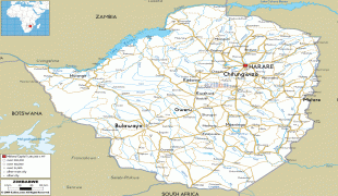 Kaart (cartografie)-Zimbabwe-Zimbabwe-road-map.gif