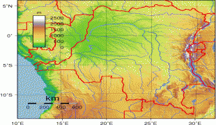 Карта (мапа)-Демократска Република Конго-Congo_Kinshasa_Topography.png