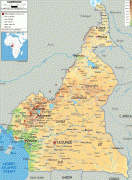 Карта (мапа)-Камерун-Cameroon-physical-map.gif
