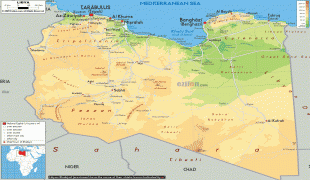 Bản đồ-Libyan Arab Jamahiriya-Libya-physical-map.gif