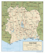 Kaart (kartograafia)-Elevandiluurannik-Ivory-Coast-Political-Map.jpg