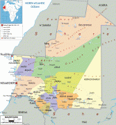 Карта (мапа)-Мауританија-political-map-of-Mauritania.gif