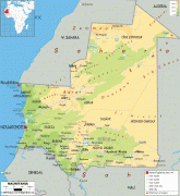 Карта (мапа)-Мауританија-Mauritania-physical-map.gif