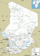 Kaart (cartografie)-Tsjaad-Chad-road-map.gif