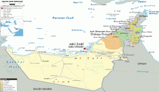Mapa-Spojené arabské emiráty-political-map-of-UAE.gif