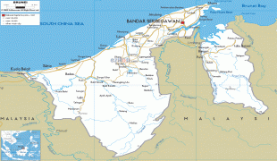 Географическая карта-Бруней-Brunei-road-map.gif