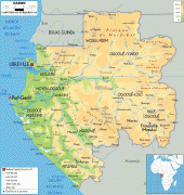 Карта (мапа)-Габон-Gabon-physical-map.gif