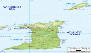 Žemėlapis-Trinidadas ir Tobagas-Trinidad-physical-map.gif