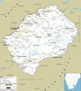 Karte (Kartografie)-Lesotho-Lesotho-road-map.gif