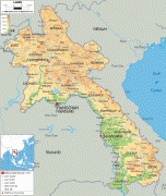 Kort (geografi)-Laos-Laos-physical-map.gif