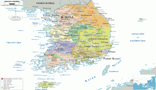 Žemėlapis-Pietų Korėja-political-map-of-South-Kore.gif