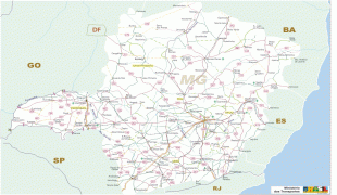Bản đồ-Minas Gerais-Minas_Gerais_State_Federal_Highway_Map_Brazil_2.jpg