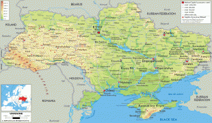 Mapa-República Socialista Soviética Ucraniana-Ukrain-physical-map.gif