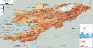 Kaart (kartograafia)-Kõrgõzstan-Kyrgystan-physical-map.gif