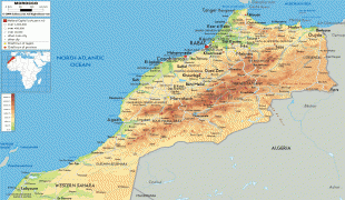 Карта (мапа)-Мароко-Morocco-physical-map.gif