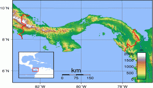 Kaart (kartograafia)-Panama-Panama_Topography.png