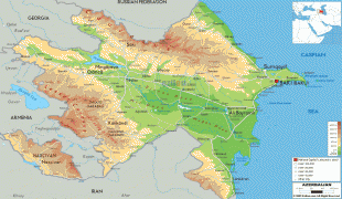 Kaart (cartografie)-Azerbeidzjan-physical-map-of-Azerbaijan.gif