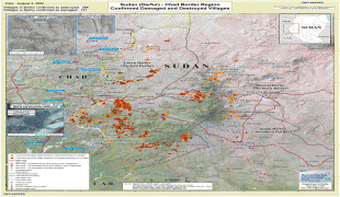 Kaart (kartograafia)-Sudaan-Villages-Destroyed-in-Darfur-Sudan-Map.jpg