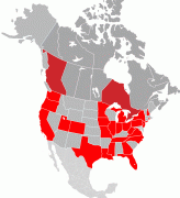 Kaart (kartograafia)-Põhja-Ameerika manner-North_America_USL_Premier_League_Map_2009.png