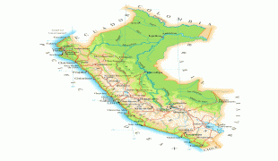 Kort (geografi)-Peru-detailed_physical_map_of_peru_with_roads_and_cities.jpg