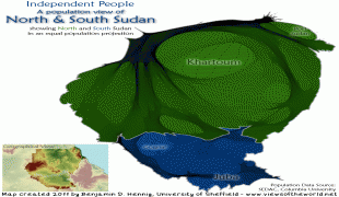 Kaart (kartograafia)-Lõuna-Sudaan-SudanPopulationCartogram2011.jpg