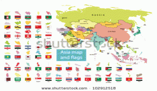 Bản đồ-Châu Á-stock-vector-asia-map-and-countries-with-flag-102912518.jpg