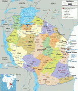 Térkép-Tanzánia-political-map-of-Tanzania.gif