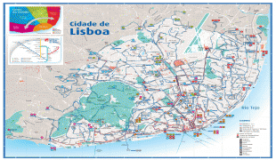 Karte (Kartografie)-Lissabon-Lisbon-transport-map.jpg