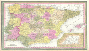 Bản đồ-Bồ Đào Nha-1850_Mitchell_Map_of_Spain_and_Portugal_-_Geographicus_-_SpainPortugal-mitchell-1850.jpg