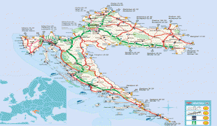 Kaart (kartograafia)-Horvaatia-detailed_road_map_of_croatia.jpg
