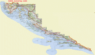 Kaart (kartograafia)-Horvaatia-detailed_road_map_of_the_croatian_coast.jpg