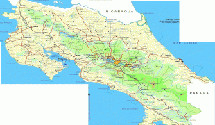 Kaart (kartograafia)-Costa Rica-big_road_map_of_costa_rica_with_cities_and_airports.jpg