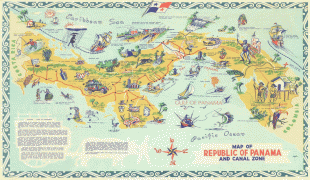 Kaart (cartografie)-Panama (land)-PanamaOldTouristMap.jpg