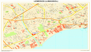Karte (Kartografie)-Republik Zypern-Limassol-Town-Map.jpg