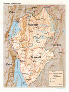 Карта (мапа)-Руанда-detailed_relief_and_political_map_of_rwanda_and_burundi.jpg