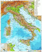 Kaart (kartograafia)-Itaalia-detailed_physical_map_of_italy.jpg