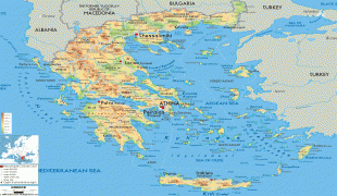 Kort (geografi)-Grækenland-Greek-physical-map.gif