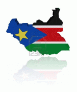 Kaart (kartograafia)-Lõuna-Sudaan-9873156-south-sudan-map-flag-with-reflection-illustration.jpg