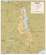 Karte (Kartografie)-Malawi-detailed_relief_and_political_map_of_malawi.jpg