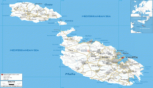 Карта (мапа)-Малта-Road-map-of-Malta.gif