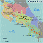 Kaart (cartografie)-Costa Rica-Costa_Rica_regions_map_(fr).png