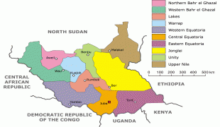 Kort (geografi)-Sydsudan-South_Sudan-administrative_map.png