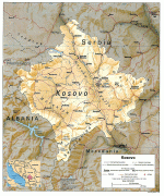 Kaart (cartografie)-Kosovo-map-kosovo-relief-1993.jpg