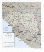 Kaart (cartografie)-Guinee-detailed_relief_and_administrative_map_of_guinea.jpg