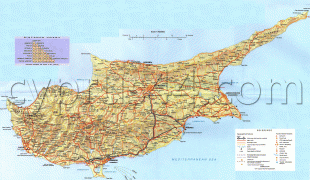 Karte (Kartografie)-Republik Zypern-cyprus-road-map.jpg