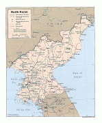 Kaart (kartograafia)-Põhja-Korea-detailed_administrative_and_road_map_of_north_korea.jpg