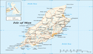 Kaart (kartograafia)-Man-detailed_relief_and_road_map_of_isle_of_man.jpg