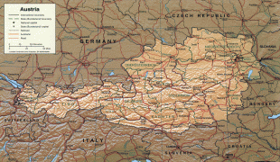 Kaart (kartograafia)-Austria-Austria_1999_CIA_map.jpg