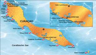 Kaart (cartografie)-Curaçao-Map_Curacao_2010.jpg